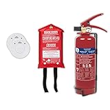 Smartwares Brandschutz-Set/1 x Feuerlöschdecke und 2 x Rauchmelder mit 1 x Feuerlöscher