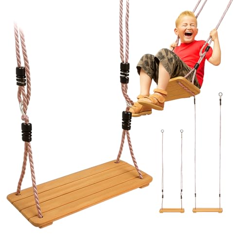 Gartenschaukel Holz Kinder - 40x16 Holzschaukel Kinder Outdoor - Kinder Schaukel für Garten Spielhaus Schaukel Baumschaukel Kinder - Indoor Swing Schaukel Kinderzimmer