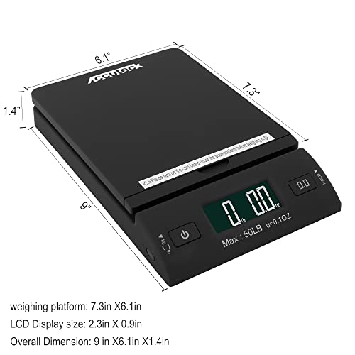 accuteck 50 lb all-in-one black digital shipping postal scale with adapter w-8250-50b