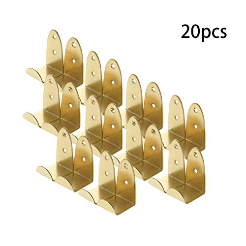 Image of MroMax Picture Photo Frame with Hook Metal Brace Bracket Hanger Gold Tone 34 x 31 x 54mm /1.34 x 1.22 x 2.13-inch (L x W x H) Medium 20pcs