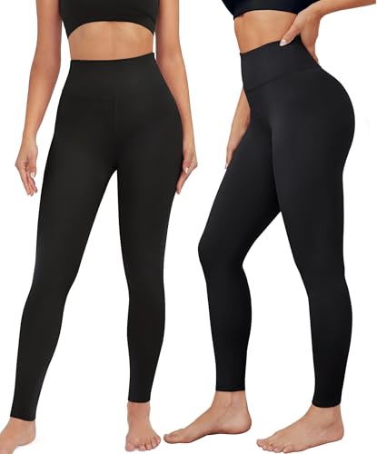 VALANDY High Waisted Leggings for Women Stretch Tummy Control Workout Running Yoga Pants Reg&Plus Size2