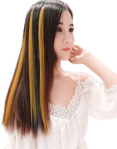 HARSW 10本セット ワンタッチ ストレート ポイント メッシュ エクステ カラー クリップ 単色 ぱっちん エクステンション