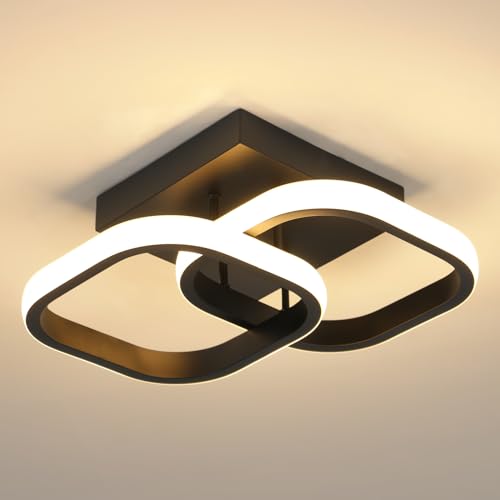Osairous Plafonnier LED Moderne Noir, Lampe de Plafond Chambre Ca...