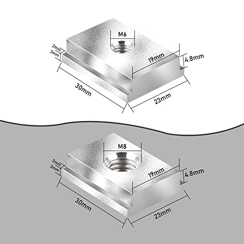 MaxAwe 8 Stk Set T-Track Schiene, 2er 400mm T-Nut Schiene Aluminiumlegierung, T-Slot Track mit M8/M6 Schieber & M8 Kunststoffgriff & 8er Schrauben für Holzbearbeitung Werkzeug