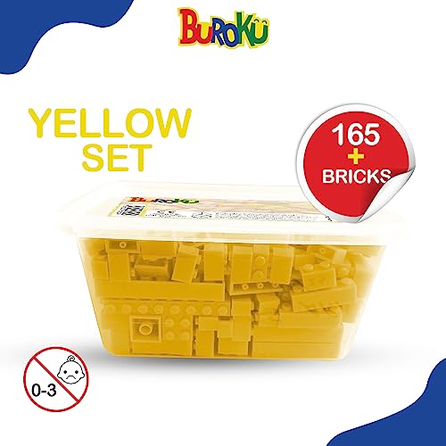 Yellow Set - Pack of 165 Yellow Building Bricks Assorted Sizes - Toy Bricks Compatible with All Brands - Large Yellow Pieces - Image 3