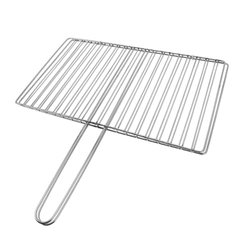 POPETPOP Fish Grilling Rack for Outdoor Cooking Heavy Duty BBQ Tool Handle Sturdy and Sturdy for Meat Vegetables