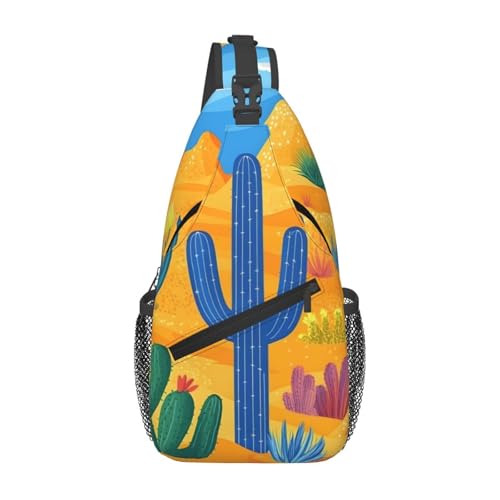 Mochila tipo bandolera con patrón cactus para mujer y hombre miniatura 1