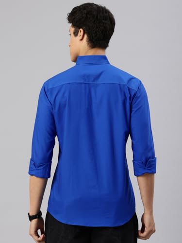 Image of Majestic Man Men's Solid Pure Cotton Casual Shirt - Slim Fit | Full Sleeves | Soft & Breathable Fabric