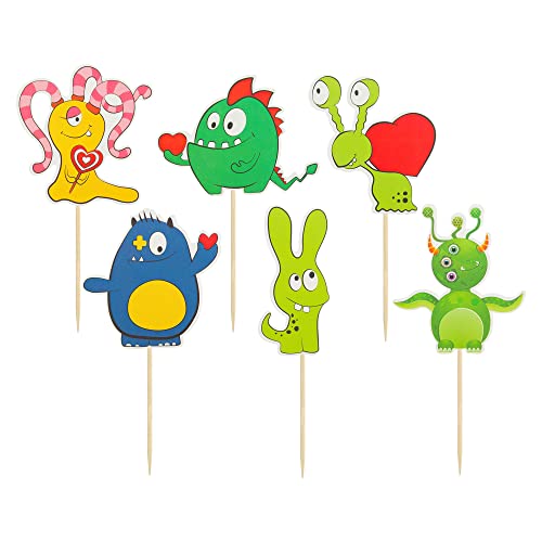 Gyufise 36 Pack Monster Cupcake Toppers Cute Baby Shower Monster Birthday Cake Toppers Baby Monster Birthday Cupcake Picks For Monster Kids Birthday Party Supplies thumb #2
