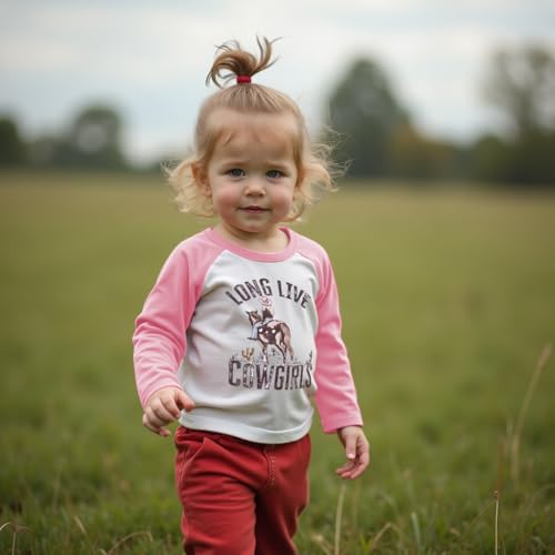 CM C&M WODRO Toddler Baby Girl Long Live Cowgirl Raglan Shirt Kid Funny Western Graphic Long Sleeve Tees Fall Jersey Top2