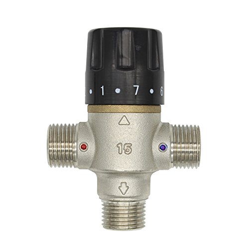 Mezclador termostatico 3 vias 1/2 3/4 1 1-1/4 1-1/2 pulgada para ducha banera lavabo cocina bidet (1/2 pulgada (DN15)) Cover