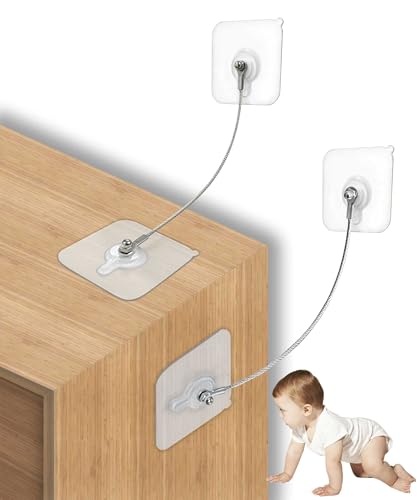 10 Pack, 8 inches Furniture Anchors Kit for Baby Proofing, Adhesive TV Safety Straps Use to Prevent Falling and Anti Tip, No Drill Dresser Or Cabinet to Wall Anchors (xicveiuz)