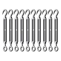 M10 Turnbuckles M10 Eye & Eye Turnbuckles - 304 Stainless Steel Heavy Duty Wire Rope Tensioners (5 Pack) Marine Hardware Components