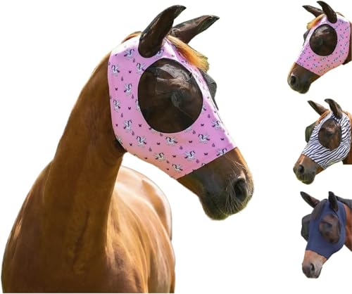 netproshop Fliegenmaske Super Bug Fliegenhaube mit Ohren und Öffnung für Stirnhaare Shetty bis XL-Full, Groesse:XL Full, Farbe:Unicorn