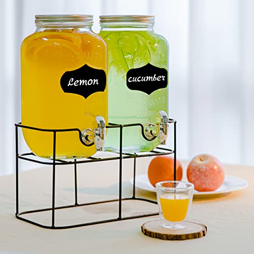 2 Pack Drink Dispenser with Stand Beverage Dispenser Each 1 Gallon Glass Drink Dispensers for Parties Lemonade Sangria Dispenser Mason Jar Drink Dispensers - Thumbnail 4