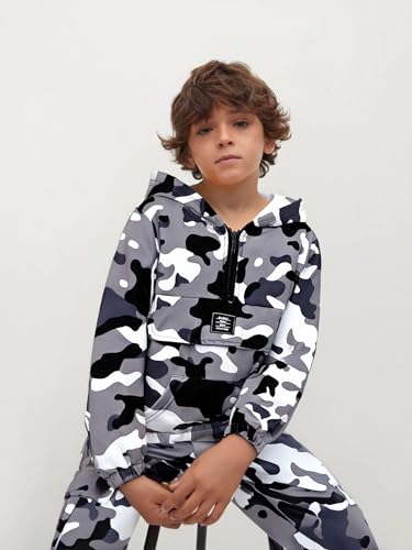 Boys Clothes Kids Little Boy Color Block Half Zip Hoodie & Jogger Pants Outfit Set,4-12 Years2