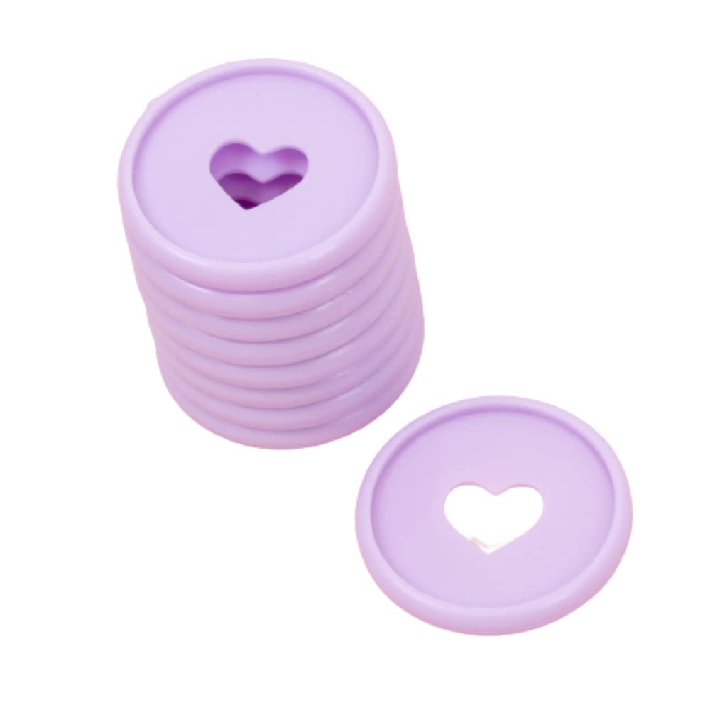 Craftelier - Plastic Disc Rings M with Die Cut Heart for Binding Planners or Albums | Ideal for Scrapbooking and Other Crafts | Pack of 9 pcs 35 mm Diameter - Colour Violet