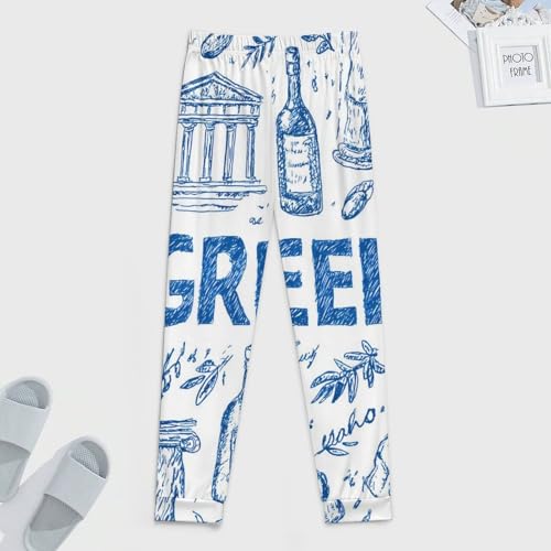 Greek Symbols Olive Wine Bottle Men's Pajama Pants Lounge Pant Sleepwear PJ Bottoms3