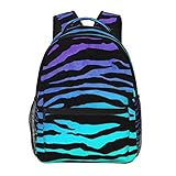 AvImYa Mochila informal simple y moderna con diseño de camuflaje y rayas de cebra, color morado, azul y verde, para la escuela, para niños y niñas, tamaño mediano, regalos (29 x 20 x 40 cm), Negro,