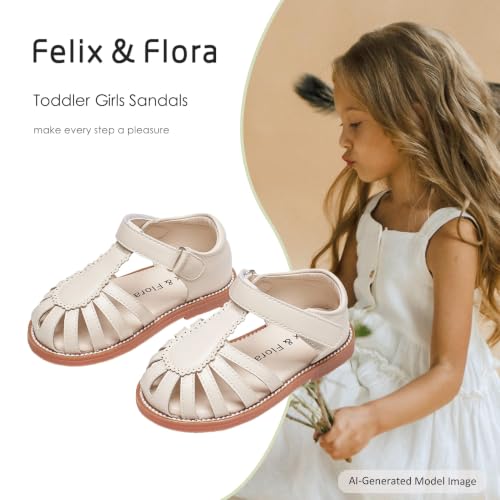 Image of Felix & Flora Toddler Girls Sandals Flower Girl Shoes Soft Rubber Princess Flat Shoes