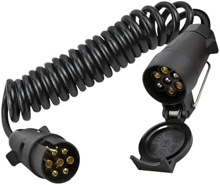 Woola 12V Anhänger 7 Polig Verlängerung Kabel Adapter,2,5m-Anhänger Steckdosen Verlängerungskabel,Anhänger Spiralkabel für Auto Anhänger Wohnwagen Wohnmobil