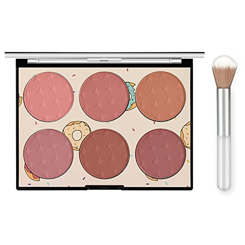 KYDA 6 Colors Light Luxury Matte Blush Powder Bright Shimmer, Contour and Highlight Blush Palette with Blush Brush, by Ownest Beauty-Set A