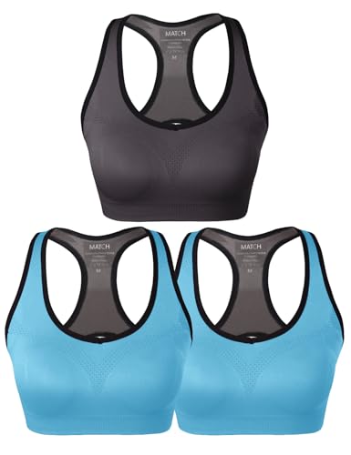 Image of Match Sports Bras for Women, Seamless Racerback Bra with Mid-Impact | Full Coverage Bras with Removable Pads, Soft & Breathable Fabric, Ideal for Yoga, Running, Workout, Pilates & Daily Wear