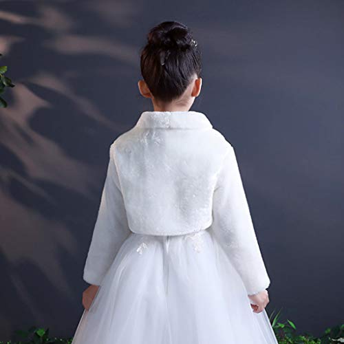 Kids Princess Thicken Plush Wrap Shawl Flower Girls Long Sleeve Capelet Shrug C Red4