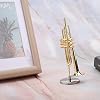 Music Instrument Miniature Replica with Case Stand, Mini Musical Instruments Collection Trumpet Model Decorative Dollhouse Ornaments Gift