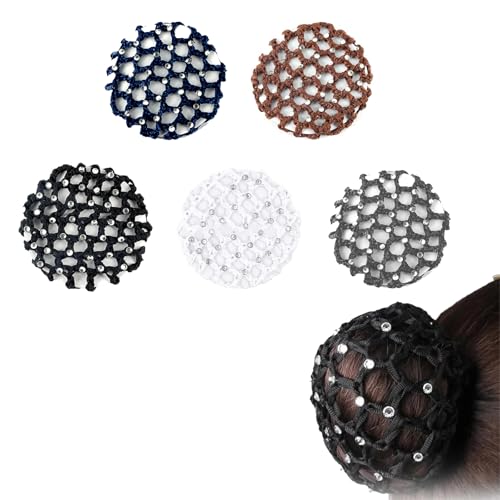 JYNXOR 5 PCS Red De Pelo De Cristal, Redecilla con Diamantes De Imitación, Redecilla Pelo Niña, Pelo Gimnasia Ritmica, Red Pelo, Moño Pelo, Red De Pelo, Red Cabello