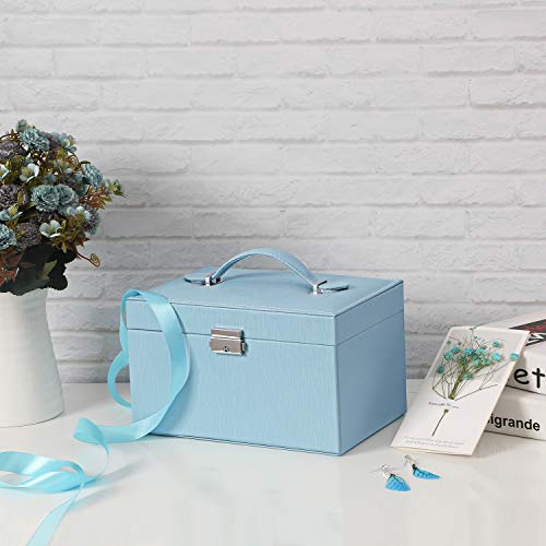 Bewishome 20 Section Girls Jewelry Box Jewelry Organizer With Lock Portable Jewelry Storage Case For Women Girls Kids Blue Ssh78L #TOP5