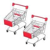 Kisangel 2 Stück Mini Einkaufswagen Kleiner Roter Trolley Kaufladen...