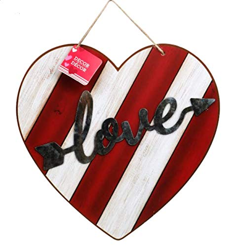 Steelpangal - (2) Die-Cast Metal Valentine's Love Heart Shaped Hanging Wall Décor, 11.75x11.125 in All Year Show Feelings Wedding Birthday Anytime