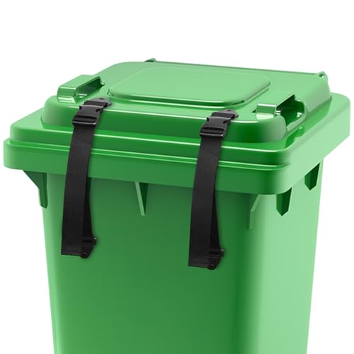 Image of Kakalote 2pcs Adjustable Black Nylon Trash Can Locks, Universal Bear Proof, Easy Installation, Animal Proof, High Compatibility