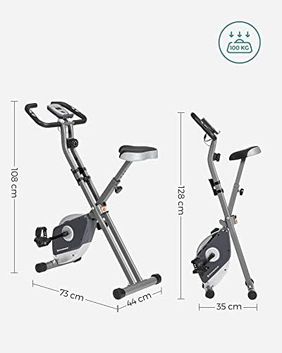 SONGMICS Rower do ćwiczeń, rower fitness, trenażer domowy, składane urządzenie do ćwiczeń, 8 ustawień oporu magnetycznego, pomiar pulsu, uchwyt na telefon komórkowy, możliwość do 100 kg,