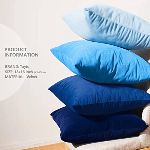 Tayis Dark Blue Throw Pillow Covers, Accent Velvet Soft Square Pillow Covers 18X18In Set Of 4, Neutral Decorative Pillows Suitable For Sofa Couch Bedroom Car Home #TOP3