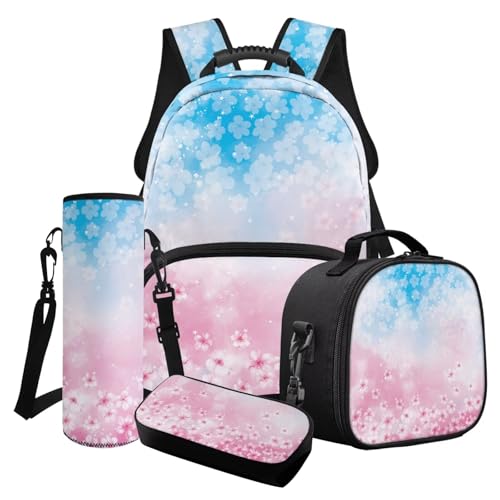 Sac à dos d'école 4-en-1 avec glacière intégrée et trousse assortie pour la rentrée des classes