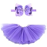 BGFKS 5 Layered Toddlers Tulle Tutu Skirt for Girls with Headband for Baby Girl 0 to 36 Months (Light Purple, M,6-24 Months)