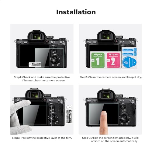 Image of K&F CONCEPT Screen Protector & Hot Shoe Cover Kit Compatible with Sony A7III A7II A7C A7S III A7S II A7R IV A7R III A7R II A1 A9 A9 II RX100 VII RX10 IV RX100 V VA RX100 IV RX10 III RX10 II RX10 RX1R II RX1R RX1