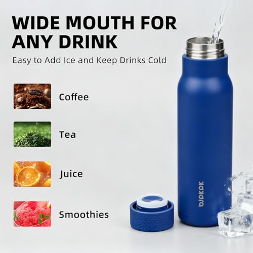 Image of BJPKPK Stainless Steel Water Bottle,21oz insulated Reusable Bottle,Leakproof Metal Thermal Flask Double Wall,Keep Drinks Cold and Hot,Sapphire Blue
