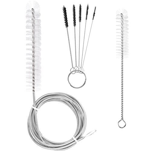Tatuo Tube Cleaning Brush 7 Feet Flexible, 7 Inch Handy Brush with 5 Pack Mini Nylon Brush Set 4 Inch for Standard Tubing in 22 mm Diameter