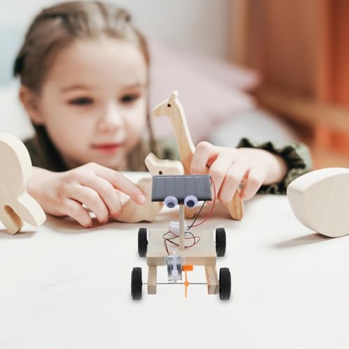 UPKOCH Solarauto Selber Bauen Projekte Stemmen Solarbetriebenes Auto Elektronik-kit 3D-Puzzle-Spielzeug Holz Elektroauto Holz Montage Solarauto Modell Kind Handbuch Kleine Produktion