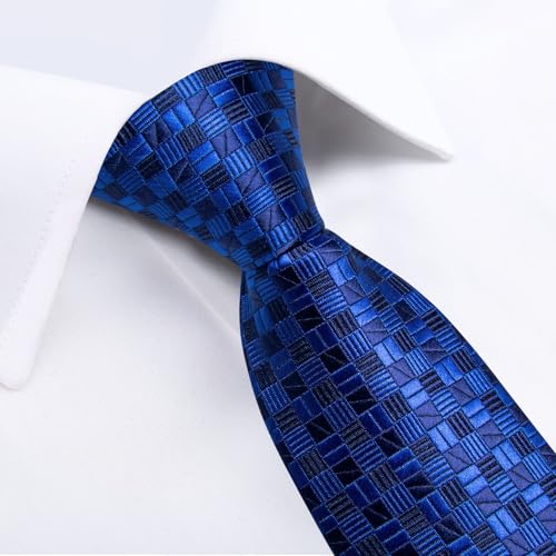 Image of DiBanGu Silk Men's Tie Set Jacquard Woven Ties and Pocket Square Fashion Necktie and Handkerchief Cufflinks Tie Accessories