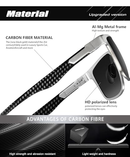 Image of Polarized Sunglasses for Men Rectangular Classic Al-Mg Metal Frame Sun Glasses Mens Sunglasses with UV Protection