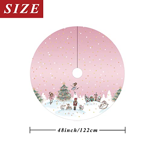 Christmas Tree Skirt Pink Dancer Print Tree Skirt 48Inch Xmas Winter Tree Skirt For Christmas Indoor Outdoor Decorations #TOP1