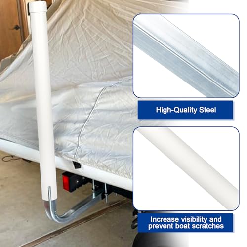 PRINIC Boat Trailer Guide, 40"/48"/60" Adjustable Trailer Guide Ons Electro-Galvanized Steel with PVC Pipes for Ski Boat, Fishing Boat, Sailboat Trailer, White and Silver by PRINIC - Used condition - Image 5