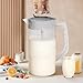 Mixing Pitcher for Drinks, 2 Quart/ 64oz Plastic Water Pitcher with Lid, Angled Plastic Blades and Adjustable Mixer Plunger for Juice, Powdered Milk, Beverage Container (Two)
