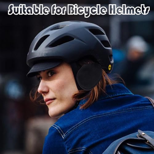 Yuwnd 4 Stück Ohrenwärmer Fahrradhelm, Ohrenwärmer, Abnehmbare Ohrenschützer, Komfortable Fahrt Windfree Ohrenschützer Joggen Laufen Wandern Radfahren und Motorradfahren(Schwarz)