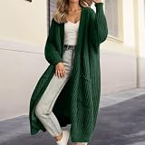 Angxiwan Blaue Strickjacke Damen Strickjacke Lang Oversize Grobstrickjacke Herbst Dicker Strickjacken Grobstrick Strickcardigan Offene Strickmantel Flauschiger Damenstrickjacke Damen Sweatshirt