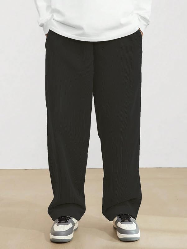 Buy SMOWKLY Men's Black Cotton Blend Relaxed Fit Sweatpant - Image 2